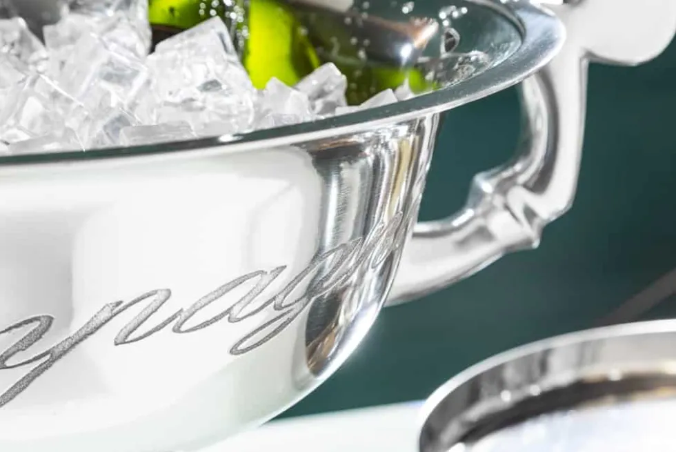 Exklusiver Sektkühler CHAMPAGNE 65cm silber poliert Flaschenkühler