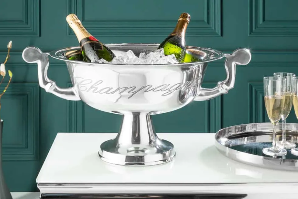 Exklusiver Sektkühler CHAMPAGNE 65cm silber poliert Flaschenkühler