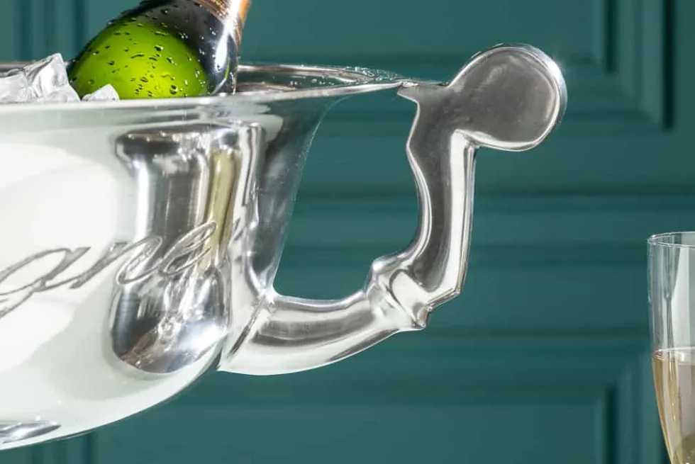 Exklusiver Sektkühler CHAMPAGNE 65cm silber poliert Flaschenkühler