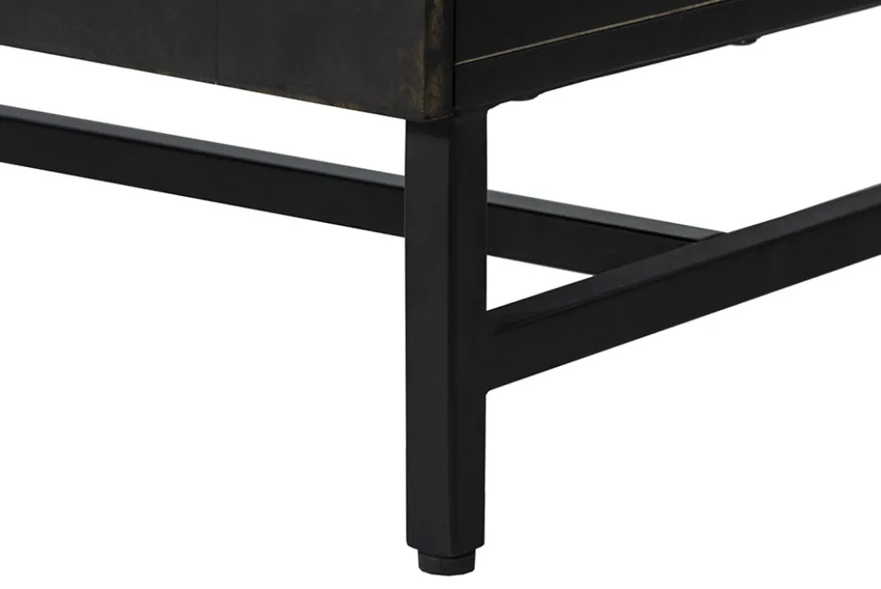 Exklusives Sideboard OXID 180cm schwarz gold massives Mangoholz Metall Soft Close