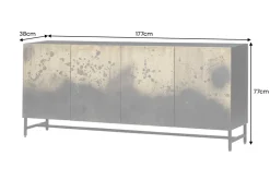 Exklusives Sideboard OXID 180cm schwarz gold massives Mangoholz Metall Soft Close