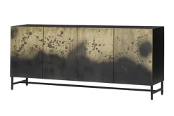 Exklusives Sideboard OXID 180cm schwarz gold massives Mangoholz Metall Soft Close