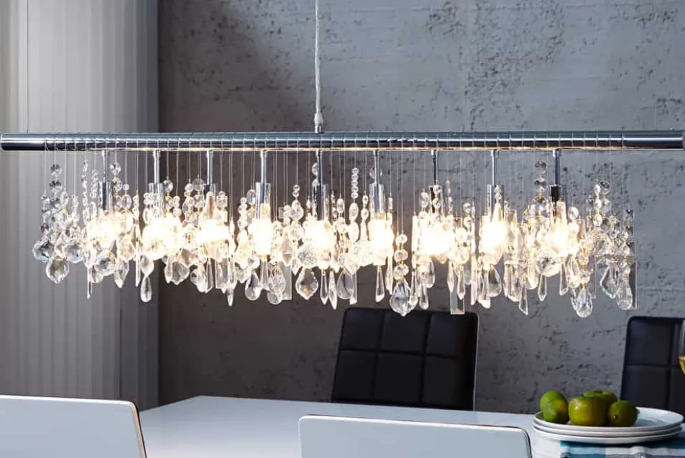 Extravagante Hängelampe DIAMONDS XL 120cm Kristall Lampe mit 9 Leuchten