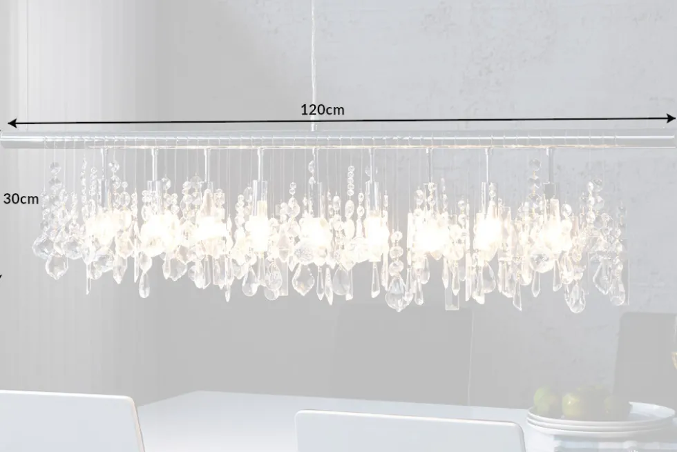 Extravagante Hängelampe DIAMONDS XL 120cm Kristall Lampe mit 9 Leuchten