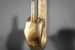Extravagante Kleiderhaken FINGERS gold Metall-Aluminium 3er Set Wandgarderobe
