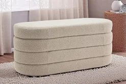 Extravagante Polsterbank VOGUE 115cm taupe Bouclé Sitzbank mit Stauraum