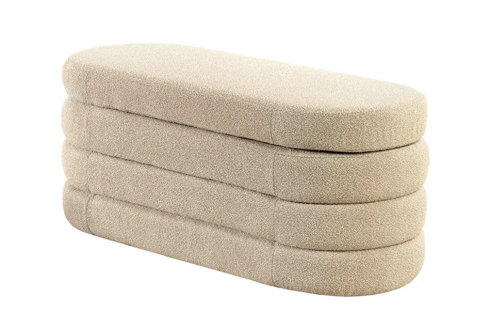 Extravagante Polsterbank VOGUE 115cm taupe Bouclé Sitzbank mit Stauraum