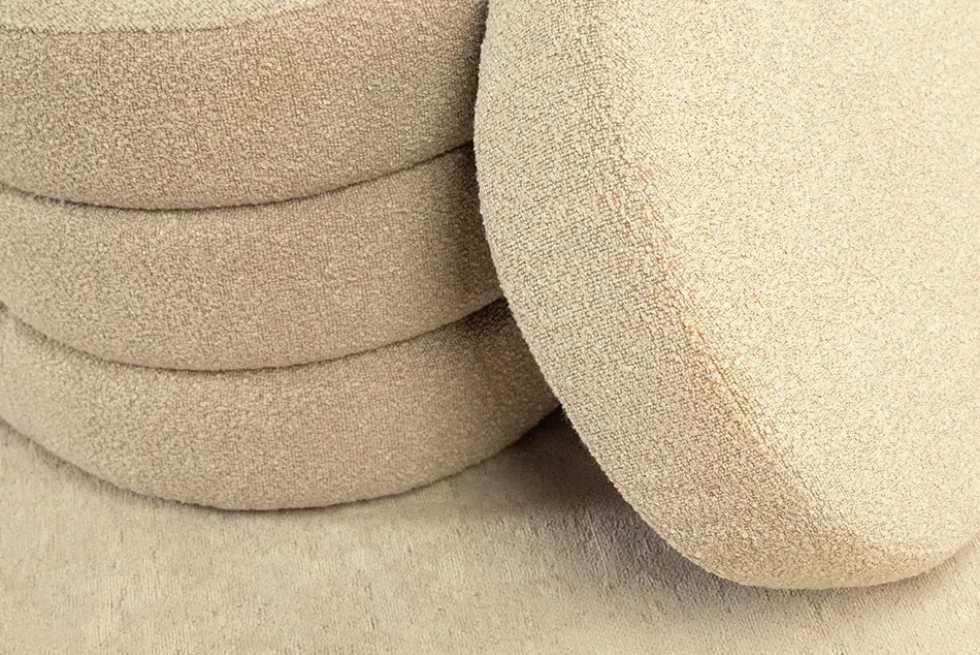 Extravagante Polsterbank VOGUE 115cm taupe Bouclé Sitzbank mit Stauraum