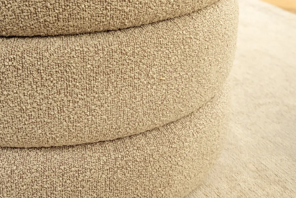 Extravagante Polsterbank VOGUE 115cm taupe Bouclé Sitzbank mit Stauraum