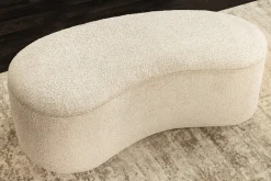 Extravagante Polsterbank ELEMENTAL 120cm champagner beige Feinstrick Bouclé mit Stauraum