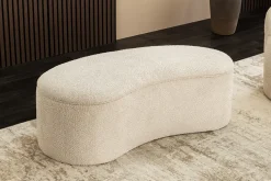 Extravagante Polsterbank ELEMENTAL 120cm champagner beige Feinstrick Bouclé mit Stauraum