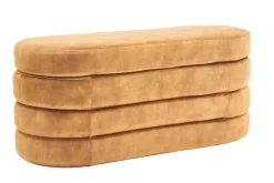 Extravagante Polsterbank VOGUE 115cm senfgelb Samt Sitzbank mit Stauraum