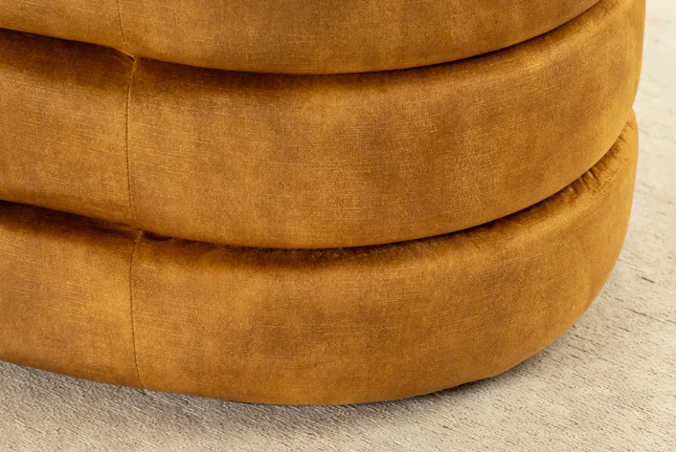 Extravagante Polsterbank VOGUE 115cm senfgelb Samt Sitzbank mit Stauraum