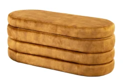Extravagante Polsterbank VOGUE 115cm senfgelb Samt Sitzbank mit Stauraum