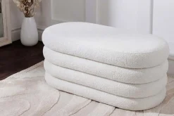 Extravagante Polsterbank VOGUE 85cm weiß Bouclé Sitzbank mit Stauraum