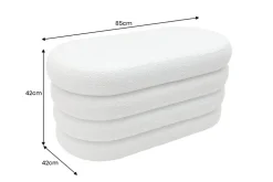 Extravagante Polsterbank VOGUE 85cm weiß Bouclé Sitzbank mit Stauraum