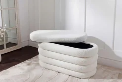 Extravagante Polsterbank VOGUE 85cm weiß Bouclé Sitzbank mit Stauraum