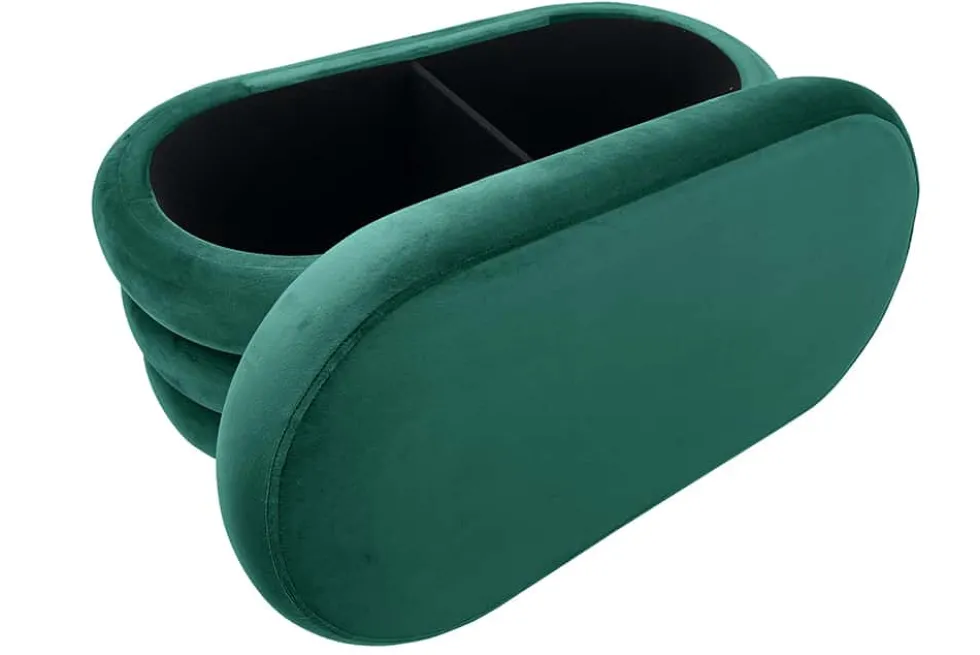 Extravagante Polsterbank VOGUE 85cm grün Samt Sitzbank mit Stauraum