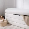 Extravagante Polsterbank VOGUE 115cm creme weiß Bouclé Sitzbank mit Stauraum