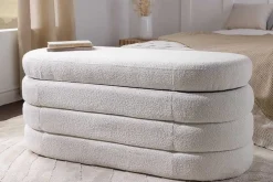 Extravagante Polsterbank VOGUE 115cm creme weiß Bouclé Sitzbank mit Stauraum