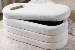 Extravagante Polsterbank VOGUE 115cm creme weiß Bouclé Sitzbank mit Stauraum