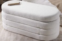 Extravagante Polsterbank VOGUE 115cm creme weiß Bouclé Sitzbank mit Stauraum