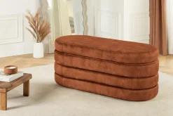 Extravagante Polsterbank VOGUE 115cm rost braun Samt Sitzbank mit Stauraum
