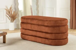 Extravagante Polsterbank VOGUE 115cm rost braun Samt Sitzbank mit Stauraum