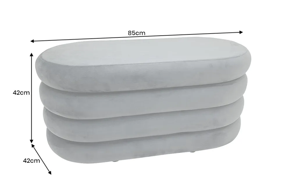 Extravagante Polsterbank VOGUE 85cm grau Samt Sitzbank mit Stauraum