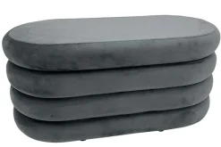 Extravagante Polsterbank VOGUE 85cm grau Samt Sitzbank mit Stauraum