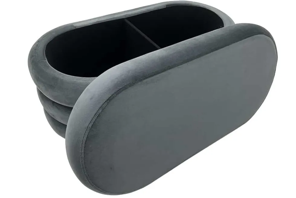 Extravagante Polsterbank VOGUE 85cm grau Samt Sitzbank mit Stauraum