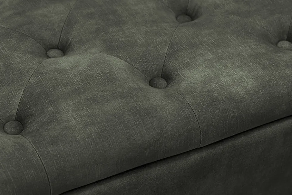 Extravagante Polsterbank EN VOGUE 120cm grün Samt mit Stauraum schwarze Metallbeine