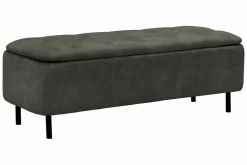 Extravagante Polsterbank EN VOGUE 120cm grün Samt mit Stauraum schwarze Metallbeine