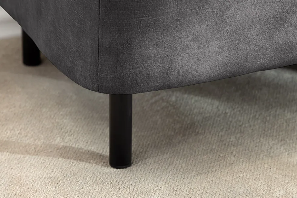 Extravagante Polsterbank EN VOGUE 120cm grau Samt mit Stauraum schwarze Metallbeine