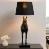 Extravagante Tischlampe BLACK BEAUTY 75cm schwarz gold Pferde-Skulptur