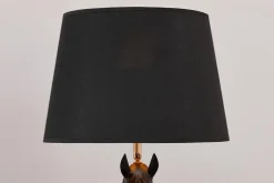 Extravagante Tischlampe BLACK BEAUTY 75cm schwarz gold Pferde-Skulptur