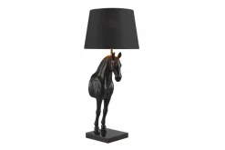 Extravagante Tischlampe BLACK BEAUTY 75cm schwarz gold Pferde-Skulptur