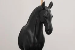 Extravagante Tischlampe BLACK BEAUTY 75cm schwarz gold Pferde-Skulptur