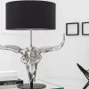 Extravagante Tischlampe EL TORO 68cm schwarz Stierkopf Tischleuchte
