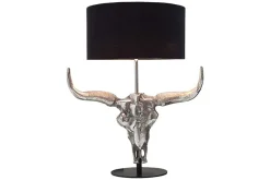 Extravagante Tischlampe EL TORO 68cm schwarz Stierkopf Tischleuchte