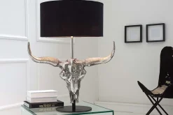Extravagante Tischlampe EL TORO 68cm schwarz Stierkopf Tischleuchte