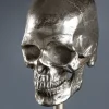 Extravagante Tischlampe SKULL 56cm schwarz silber Metall Totenkopf Skulptur Leuchte