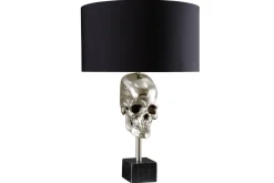 Extravagante Tischlampe SKULL 56cm schwarz silber Metall Totenkopf Skulptur Leuchte