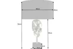 Extravagante Tischlampe SKULL 56cm schwarz silber Metall Totenkopf Skulptur Leuchte