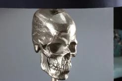Extravagante Tischlampe SKULL 56cm schwarz silber Metall Totenkopf Skulptur Leuchte