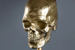 Extravagante Tischlampe SKULL 56cm schwarz gold Metall Totenkopf Skulptur Leuchte