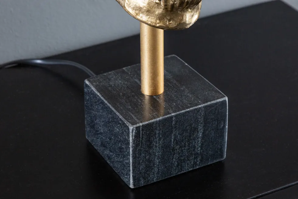 Extravagante Tischlampe SKULL 56cm schwarz gold Metall Totenkopf Skulptur Leuchte