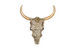 Extravagante Wanddekoration EXOTIC BULL 60cm gold Mangoholz Stierkopf