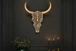 Extravagante Wanddekoration EXOTIC BULL 60cm gold Mangoholz Stierkopf