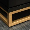 Extravaganter Barschrank ANGEL 140cm schwarz Mangoholz mit goldenen Flügeln